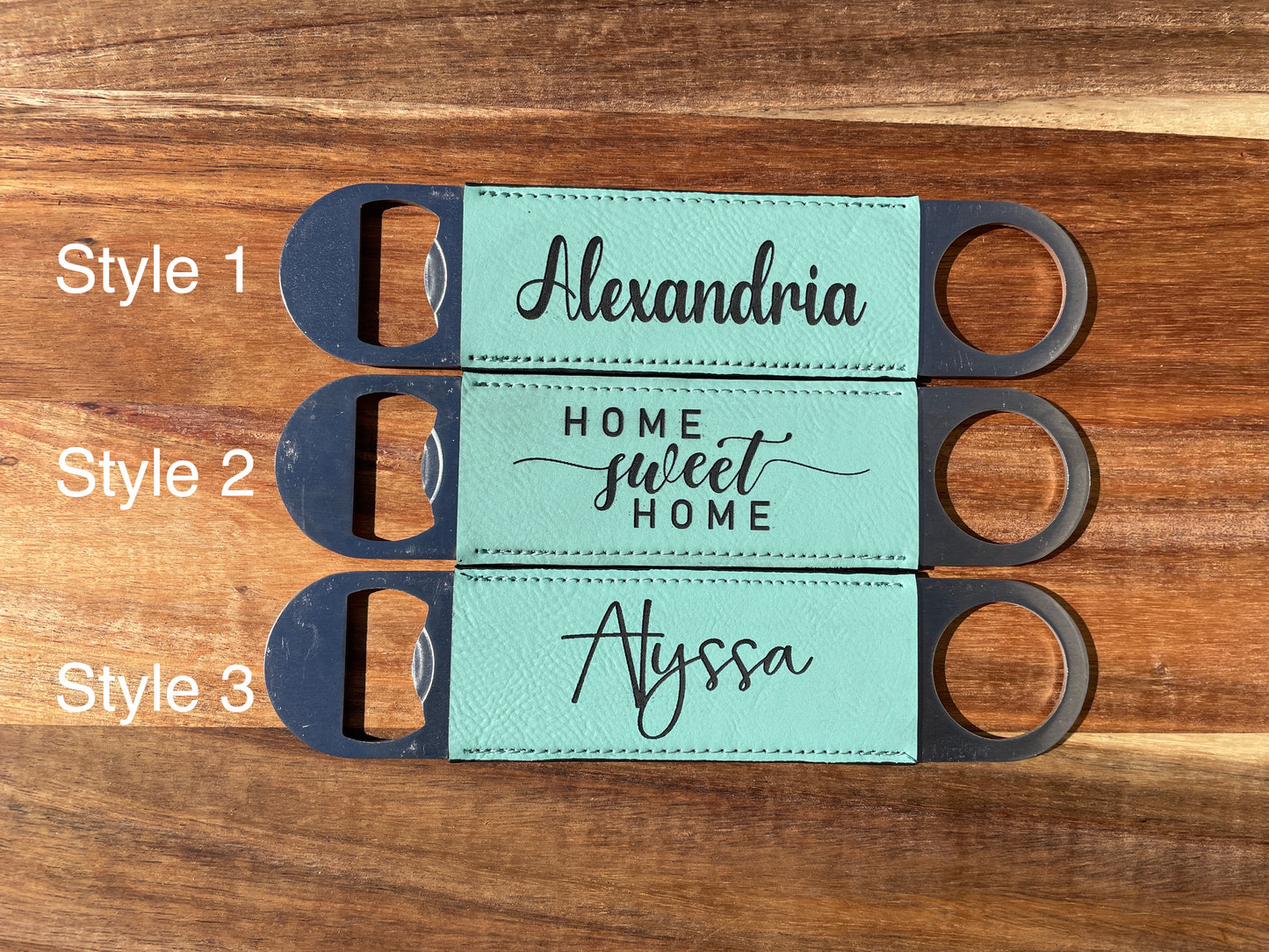 Teal Leather Wrapped Bottle Opener