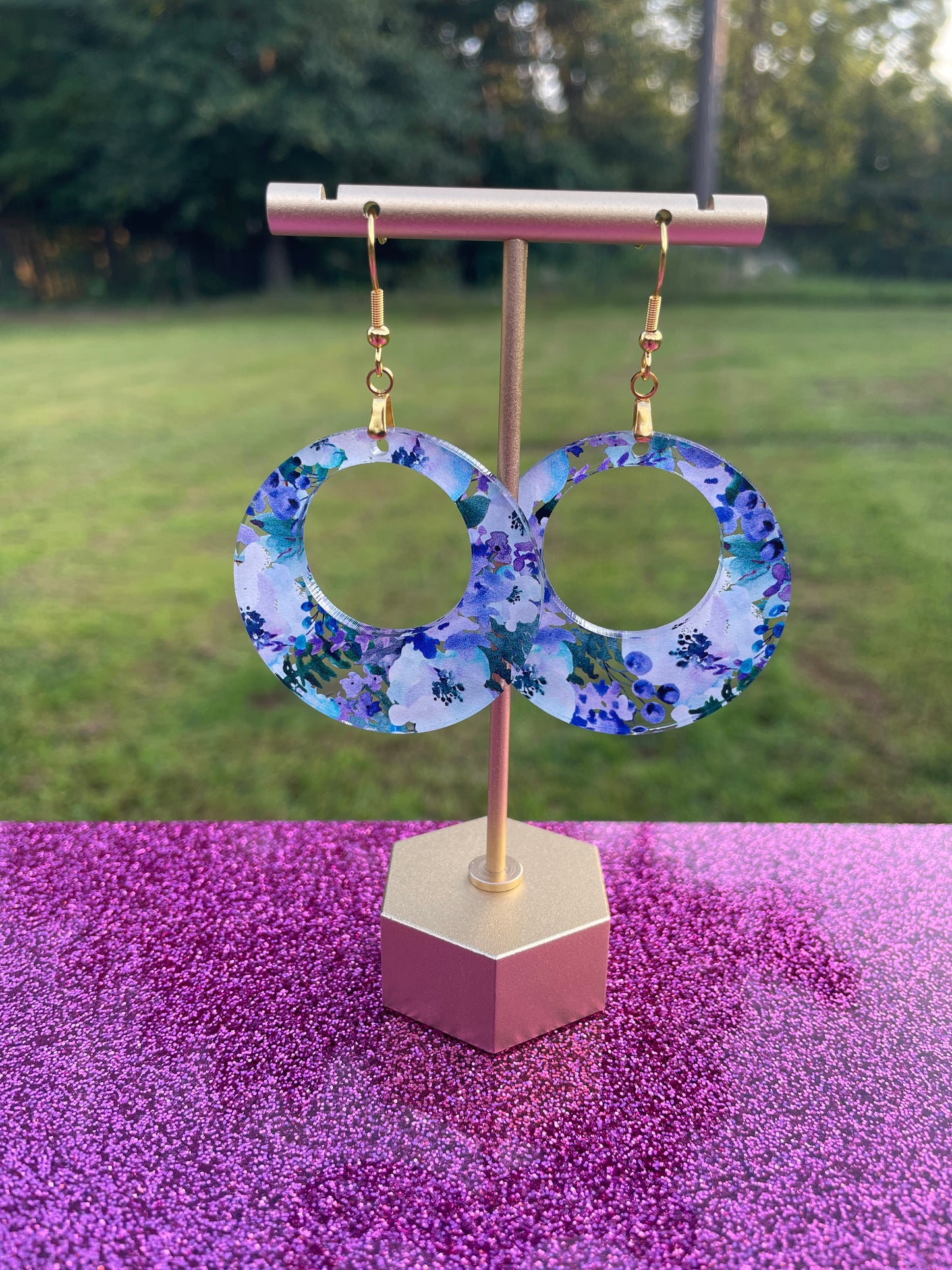 Violet Floral Earrings