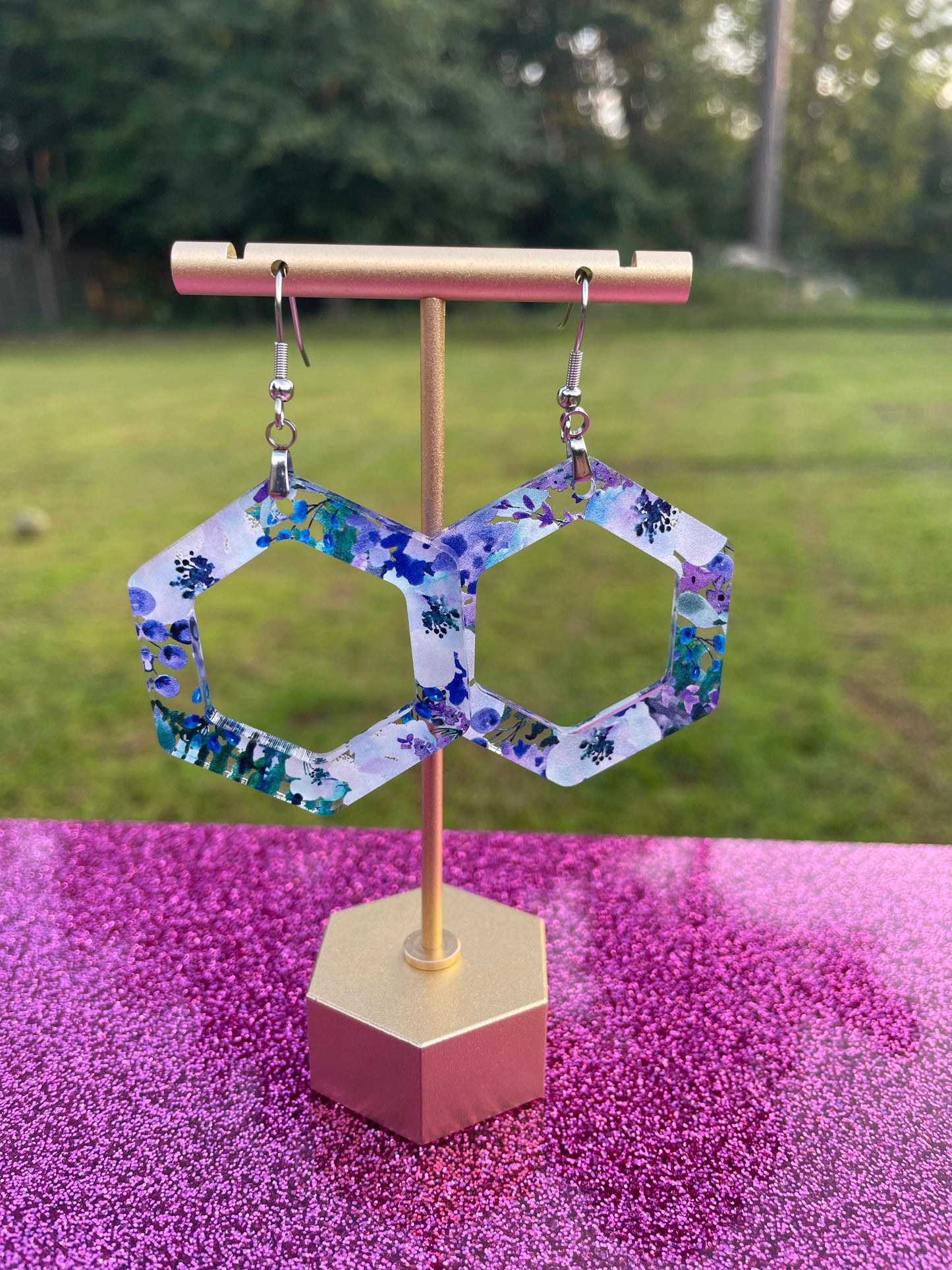 Violet Floral Earrings