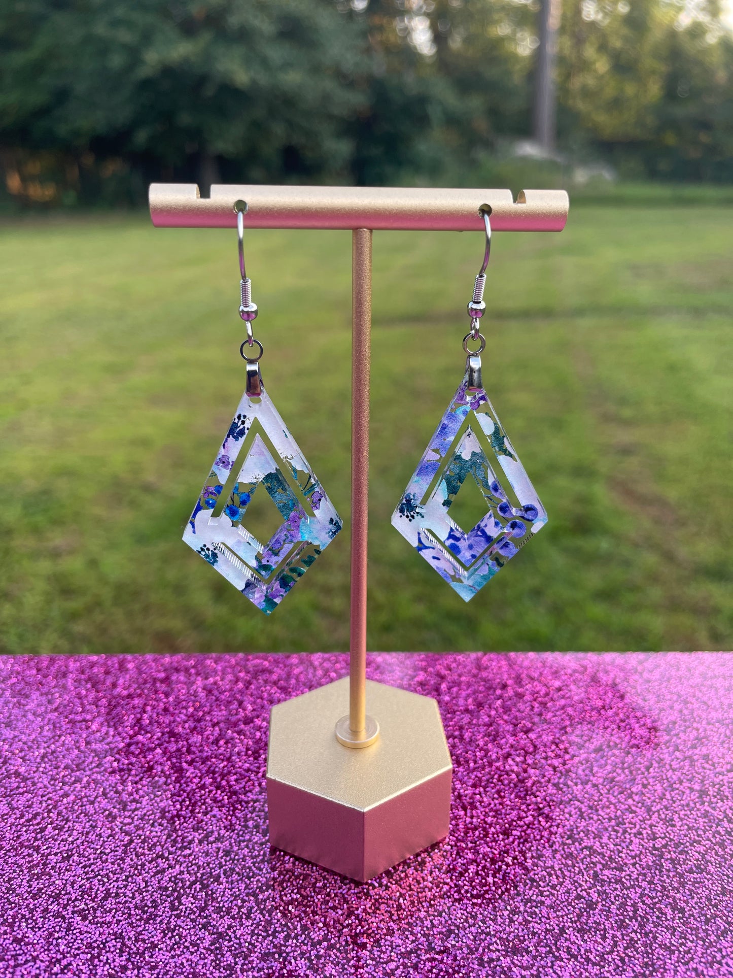 Violet Floral Earrings