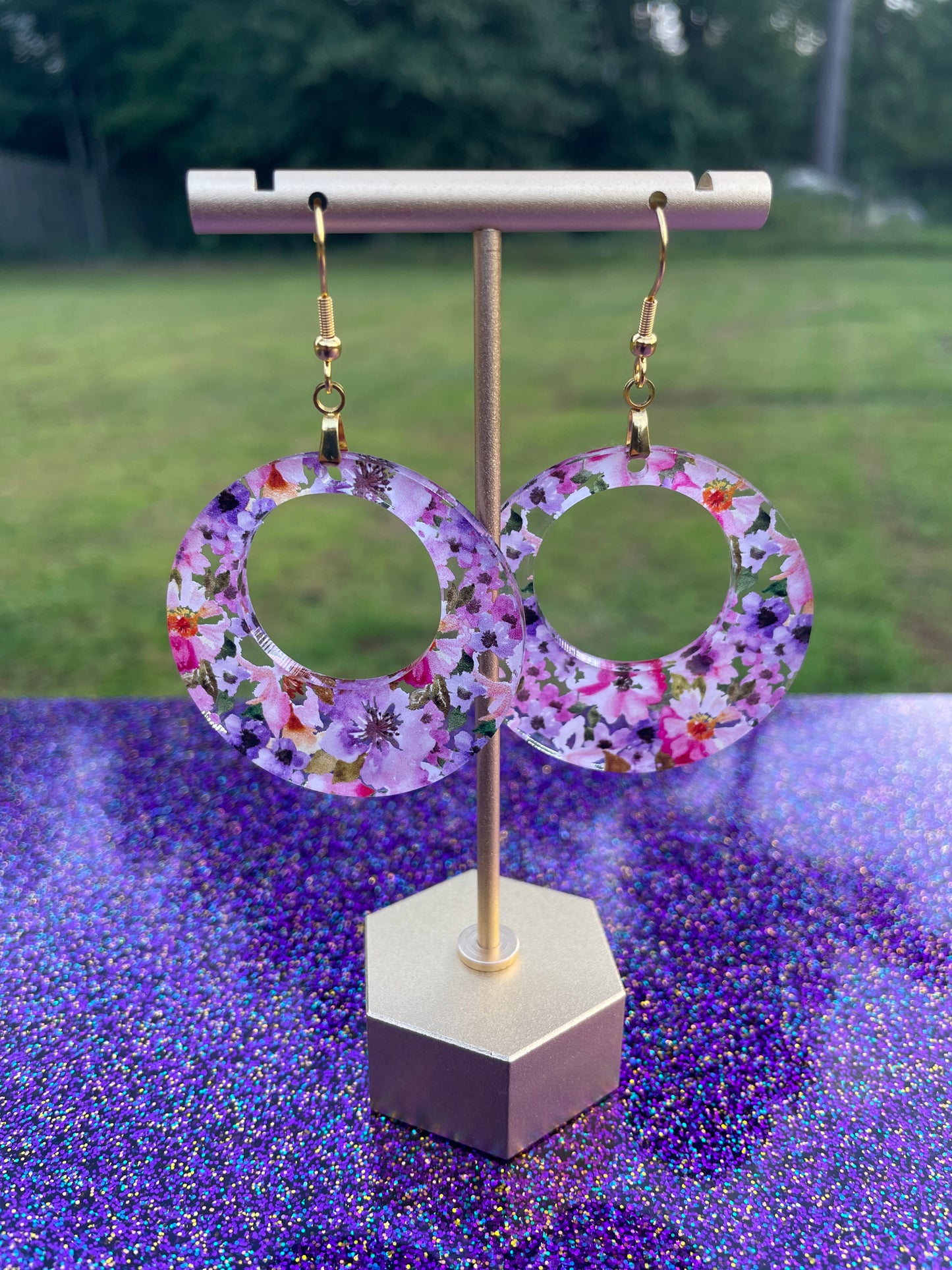 Pink and Purple Watercolor Earrings