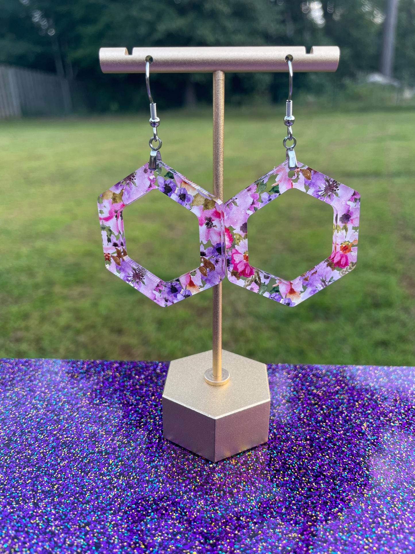 Pink and Purple Watercolor Earrings