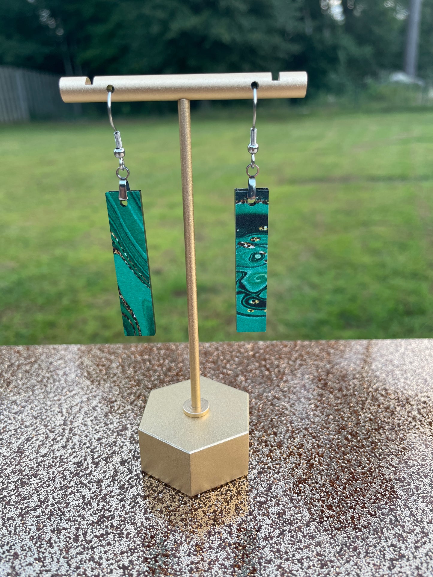 Green Jade Swirl Acrylic Earrings