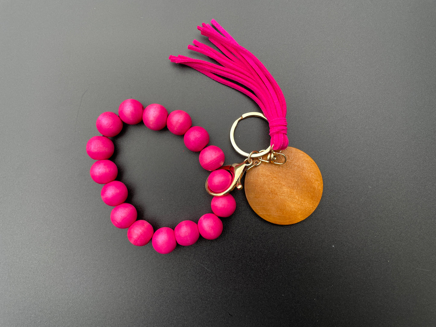 Hot Pink Wood Wristlet