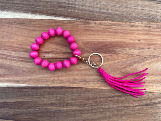 Hot Pink Wood Wristlet