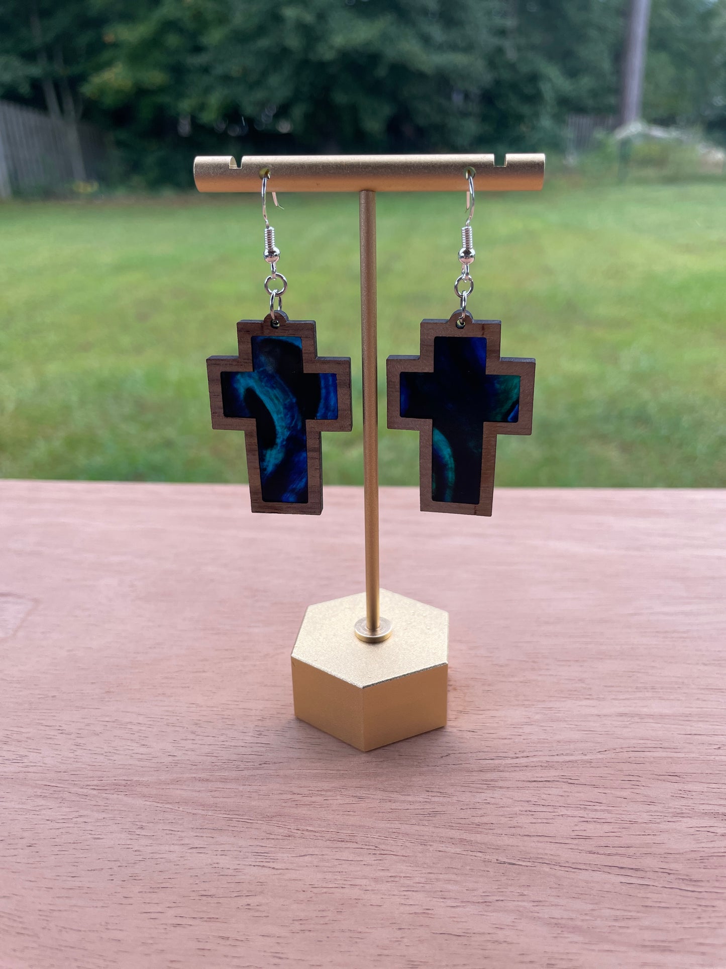 Inlay Cross Earrings