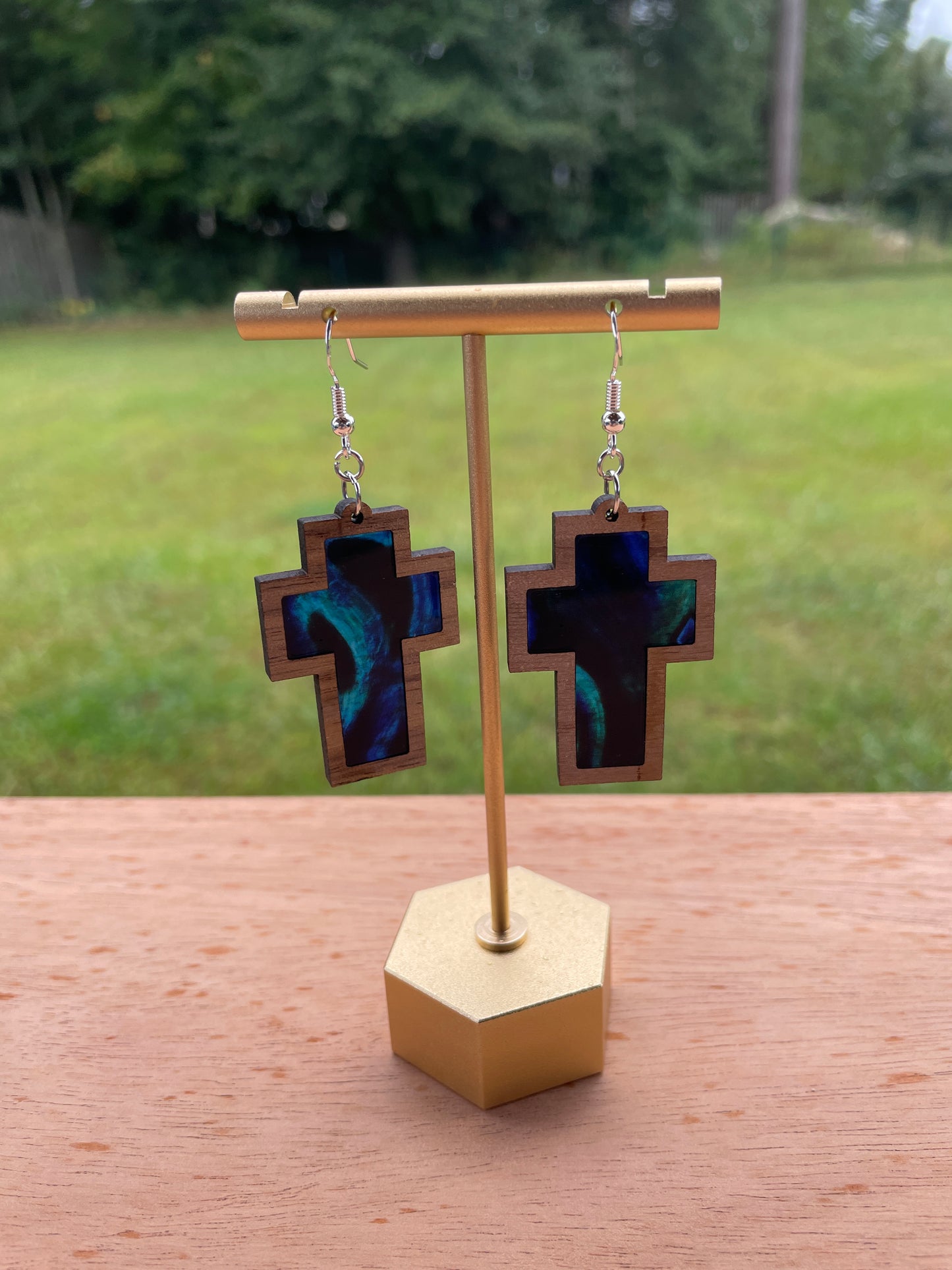 Inlay Cross Earrings