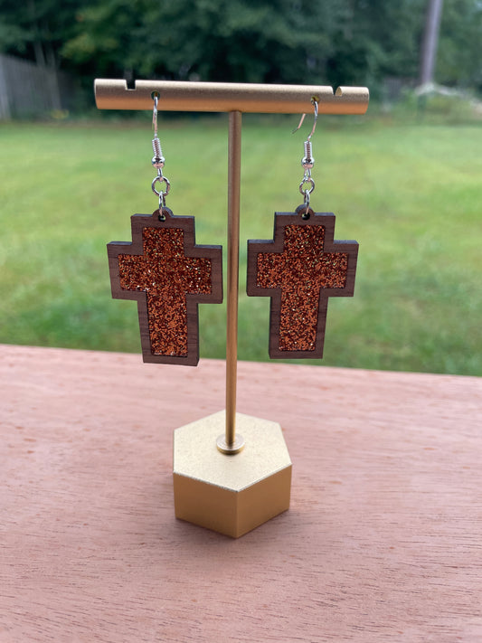 Inlay Cross Earrings